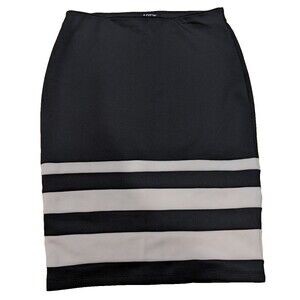 Apt 9 Pencil Skirt Black & White Striped Knee Length Color Block Business Work L